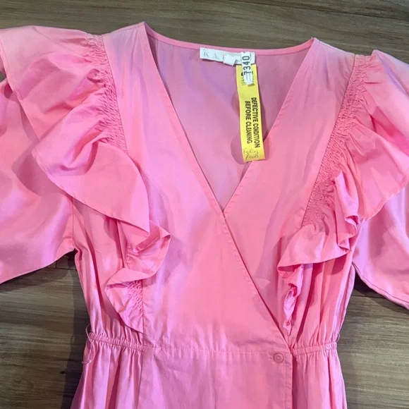 Zara Pink Ruffle Sleeve Dress - Picture 4 of 7